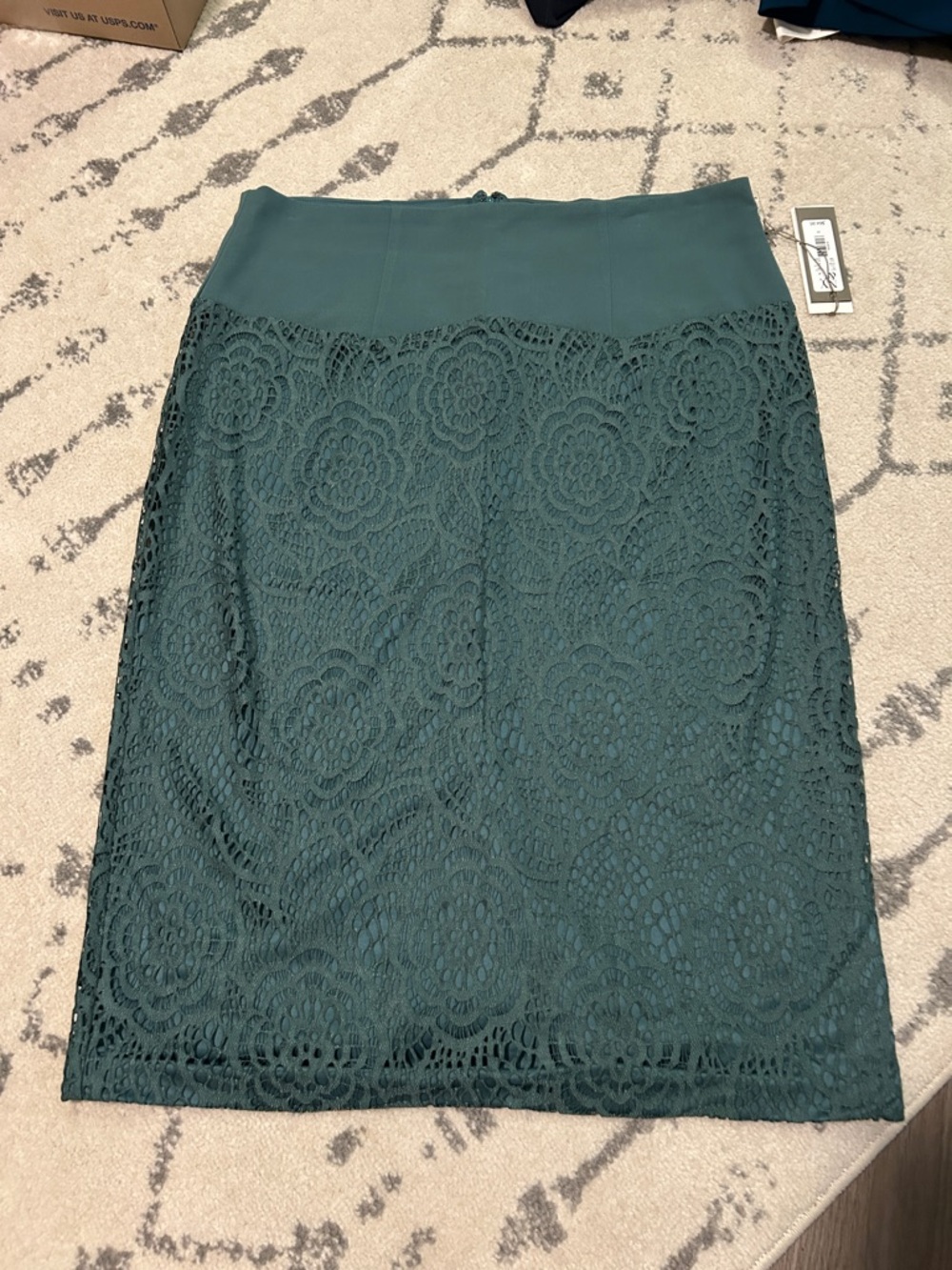 New York & Company Dark Teal Floral Lace Pencil Skirt